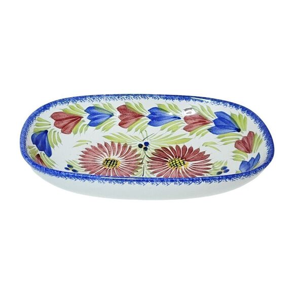 HB HENRIOT QUIMPER HAND PAINTED OVAL DISH FRANCE F.162 MULTICOLOR FLORAL RARE - Picture 1 of 12